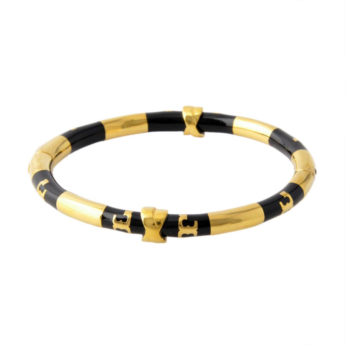 トリーバーチ Tory Burch 29704/002 ストライプ＆ロゴ ブレスレット バングル WRAPPED