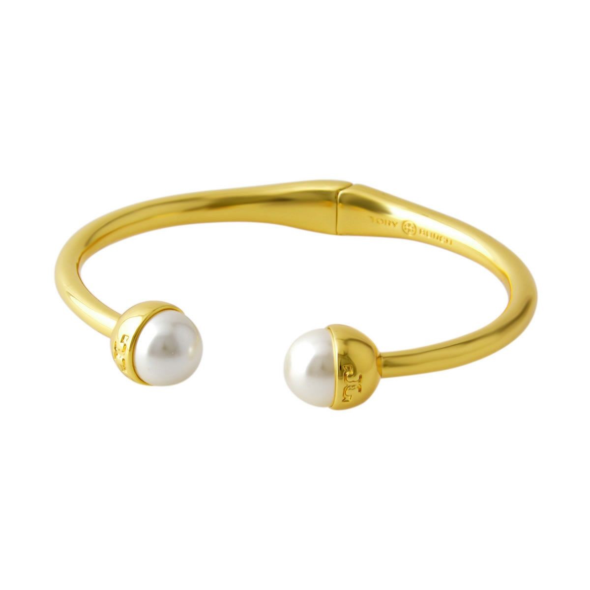 トリーバーチ Tory Burch 35957/102 パール＆ロゴ カフ ブレスレット バングル LOGO BALL