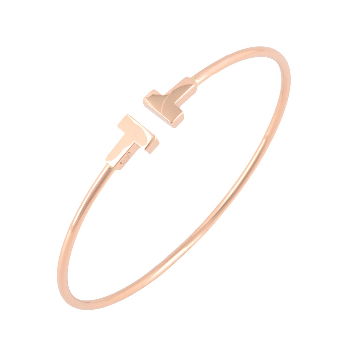 ティファニー Tiffany&CO 33419643 Tiffany Ｔ ナロー ワイヤー ブレスレット スモール 18KRG バングル