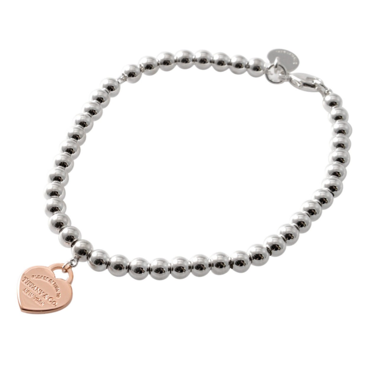 ティファニー TIFFANY&CO 30929209 RTT  リターン トゥ ティファニー ミニ ハート タグ ビーズ チェーン ブレスレット (SS/RUBEDO) 18cm