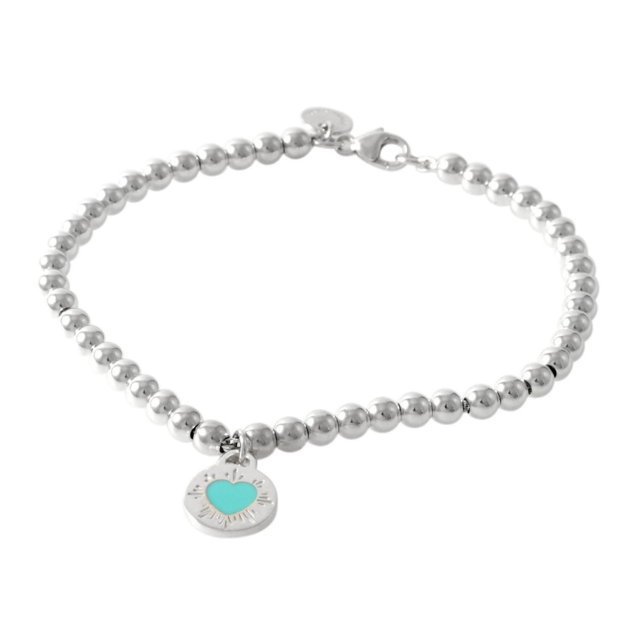 ティファニー TIFFANY&CO 60562814 RTT  リターン トゥ ティファニー ラウンド ハートチャーム ビーズ ブレスレット 18cm  (SS/エナメルブルー)