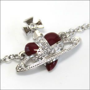 ヴィヴィアン ウェストウッド  ディアマンテ ハート ブレスレット レッド/シルバー 0669-01-15