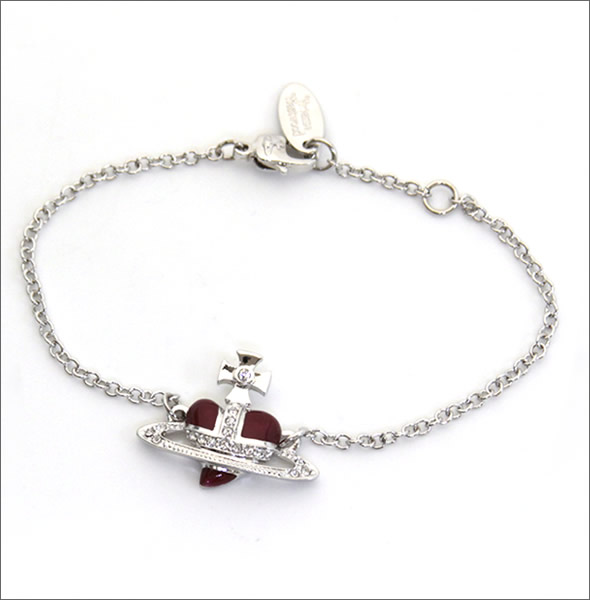 ヴィヴィアン ウェストウッド  ディアマンテ ハート ブレスレット レッド/シルバー 0669-01-15