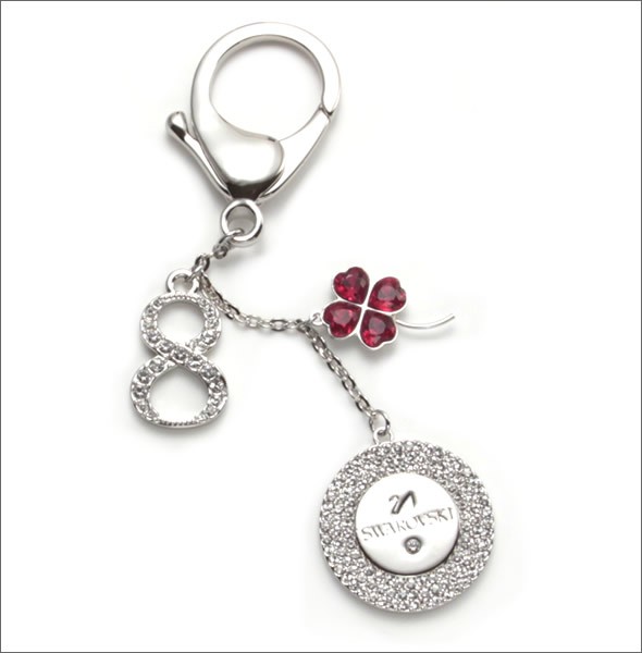 スワロフスキー Amulet  ラッキーモチーフ ライトシャムサテンクリスタル/クリスタル・パヴェ キーリング キーホルダー 5039234