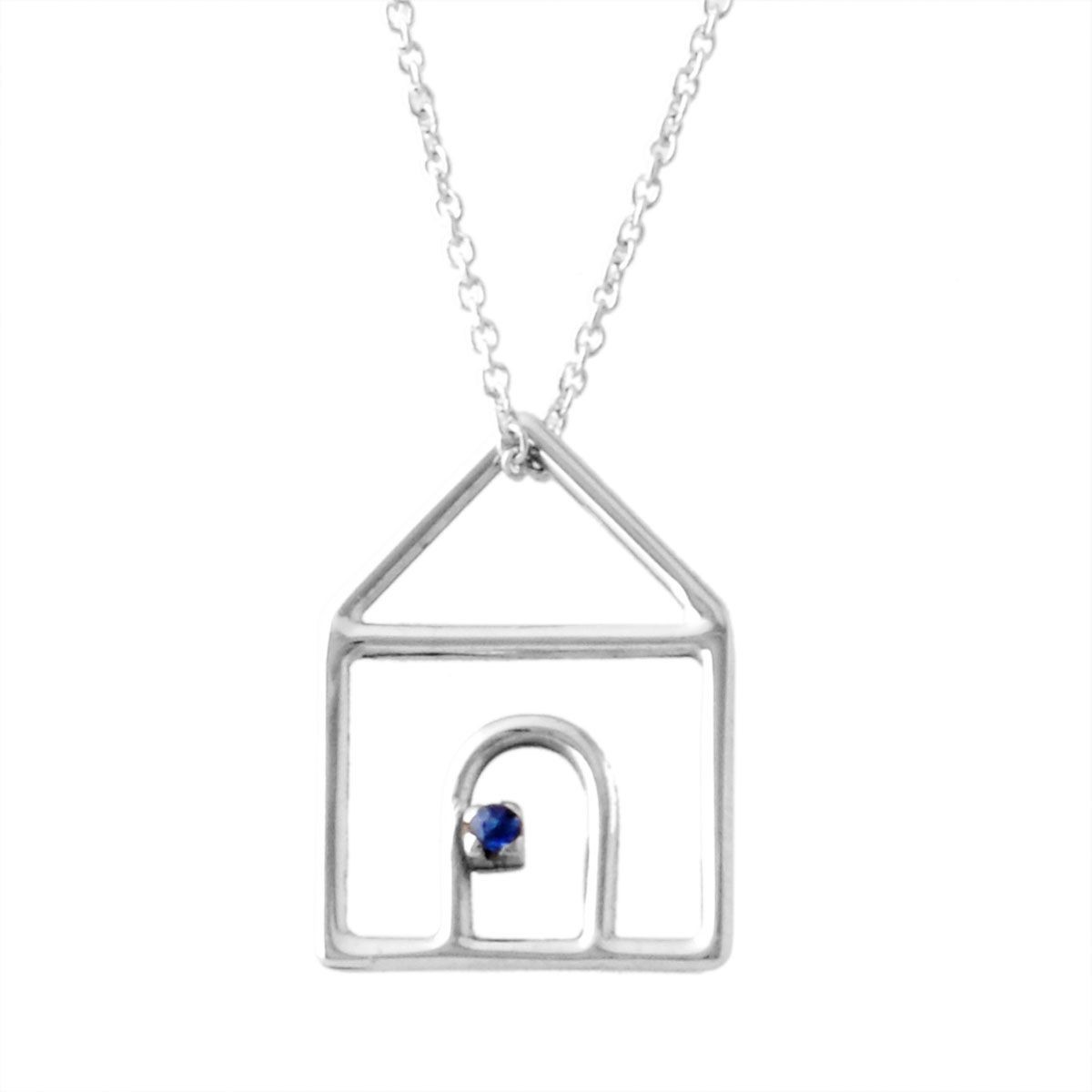 アリータ ALIITA CASTIA ZAFIRO NECKLACE 9KWG×BLサファイア カシータ 家モチーフ ネックレス ペンダント