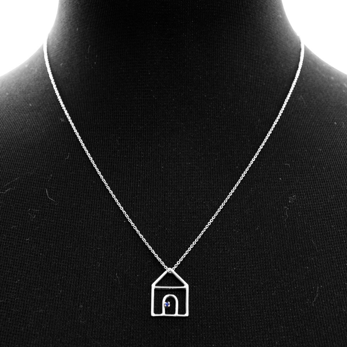アリータ ALIITA CASTIA ZAFIRO NECKLACE 9KWG×BLサファイア カシータ 家モチーフ ネックレス ペンダント