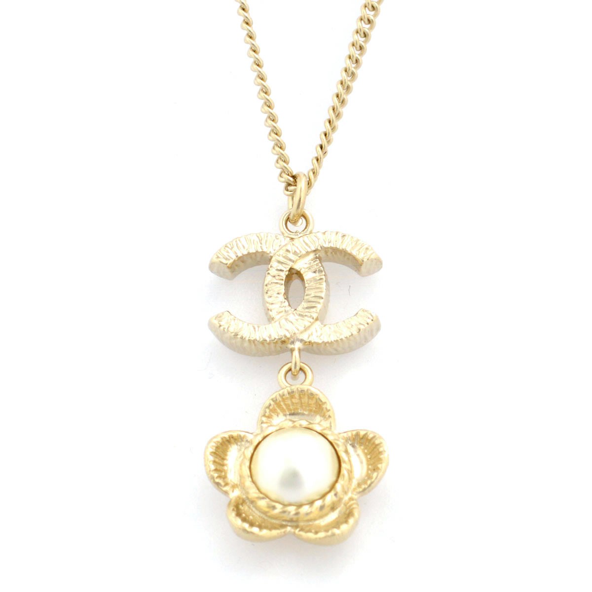 シャネル CHANEL A86119 DORE/BLANC NACRE COCO ココマーク CCロゴ×フラワー・パール ネックレス ペンダント