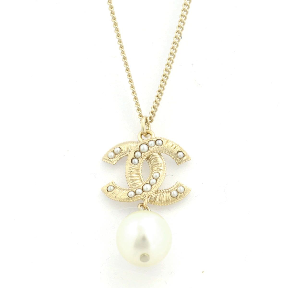 シャネル CHANEL A86181 DORE/BLANC NACRE  COCO ココマーク CCロゴ×パール ネックレス ペンダント
