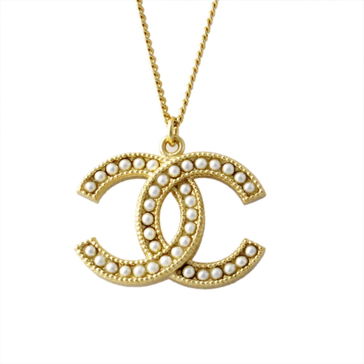 シャネル CHANEL 96099 DORE/BLANC NACRE COCO ココマーク CCロゴ×パール ネックレス ペンダント