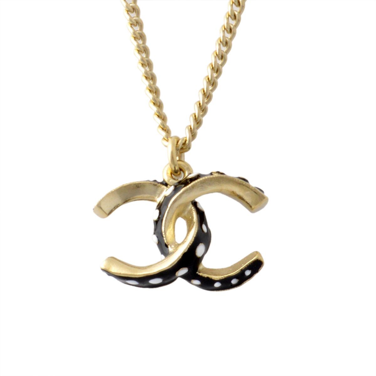 シャネル CHANEL 87507 DORE/NOIR/BLANC  COCO ココマーク CCロゴ×ドット ネックレス ペンダント