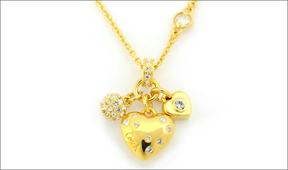 コーチ  パヴェ トリプルハート ネックレス ペンダント ゴールド 95934 GD/GD/N