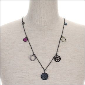 コーチ ≪取り寄せ商品≫ パヴェ ディスクステーション ロング ネックレス ペンダント 96414/BK/MC/N