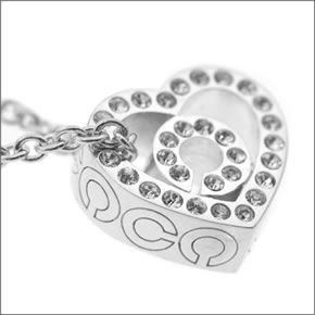 コーチ ≪取り寄せ商品≫ スターリング スモール パヴェ オプアート ハート ペンダント ネックレス  96634/SV/SV/N