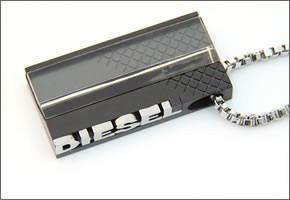 ディーゼル  ロゴ シルバー プレート ネックレス ペンダント ブラック DX0407040