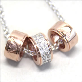 エンポリオアルマーニ　レディスアクセサリー  ネックレス ローズゴールド×シルバー EG3045040