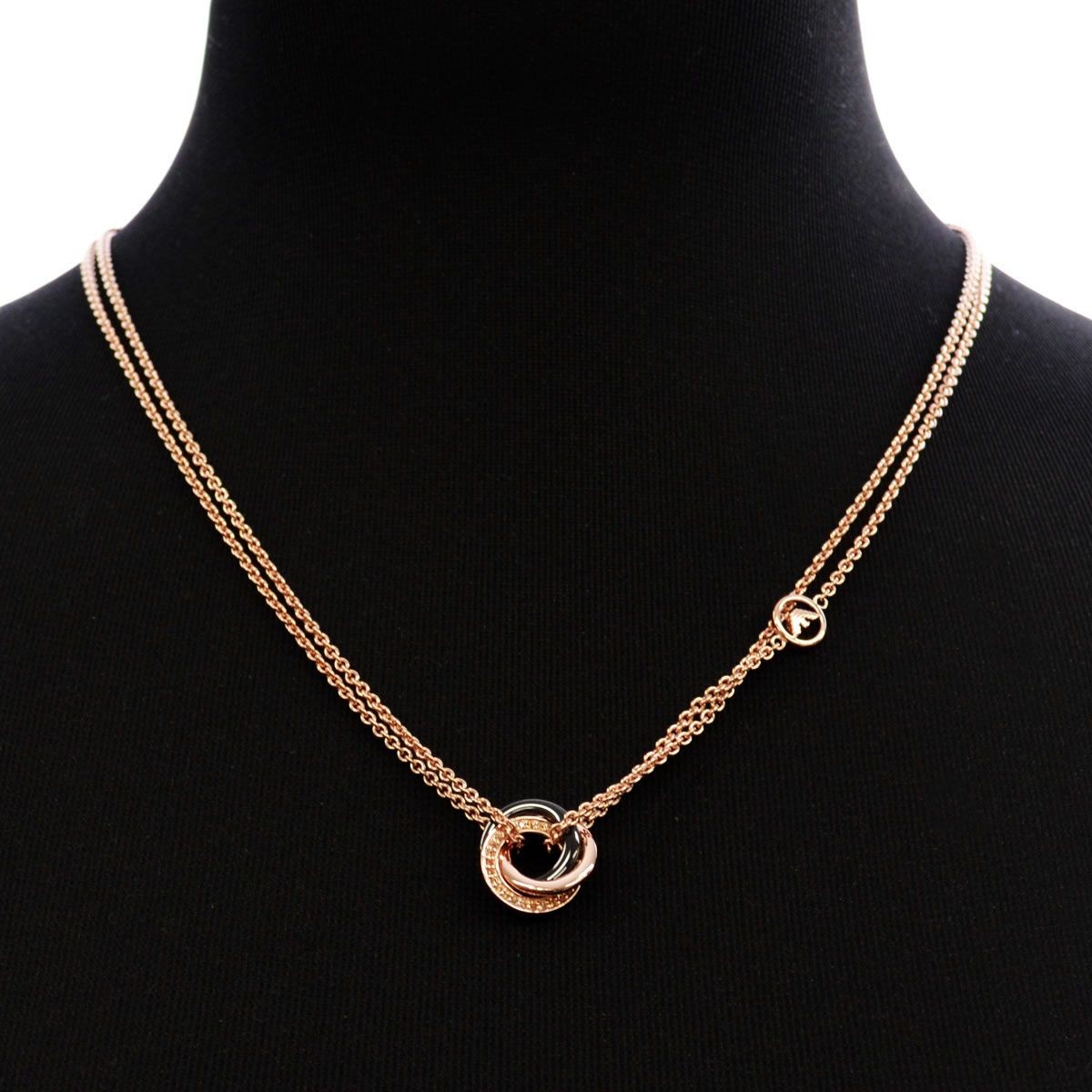 エンポリオアルマーニ EMPORIO ARMANI EG3084221 3連リング ダブルチェーン イーグルロゴ ネックレス ペンダント