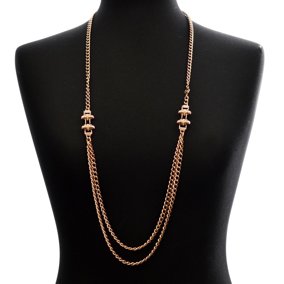 エンポリオアルマーニ EMPORIO ARMANI EGS2096221 ダブルチェーン ラインストーン イーグルロゴ ネックレス