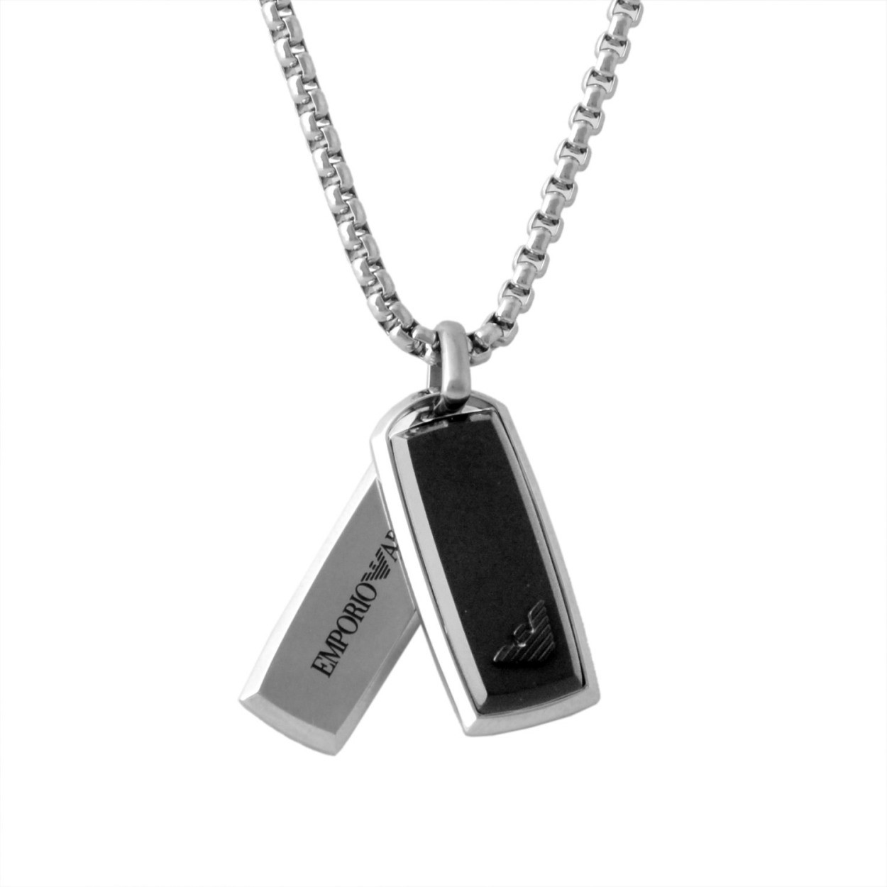 エンポリオアルマーニ EMPORIO ARMANI EGS2290040 イーグルロゴ ドックタグ メンズ ネックレス/ペンダント STEEL/BLK ONYX