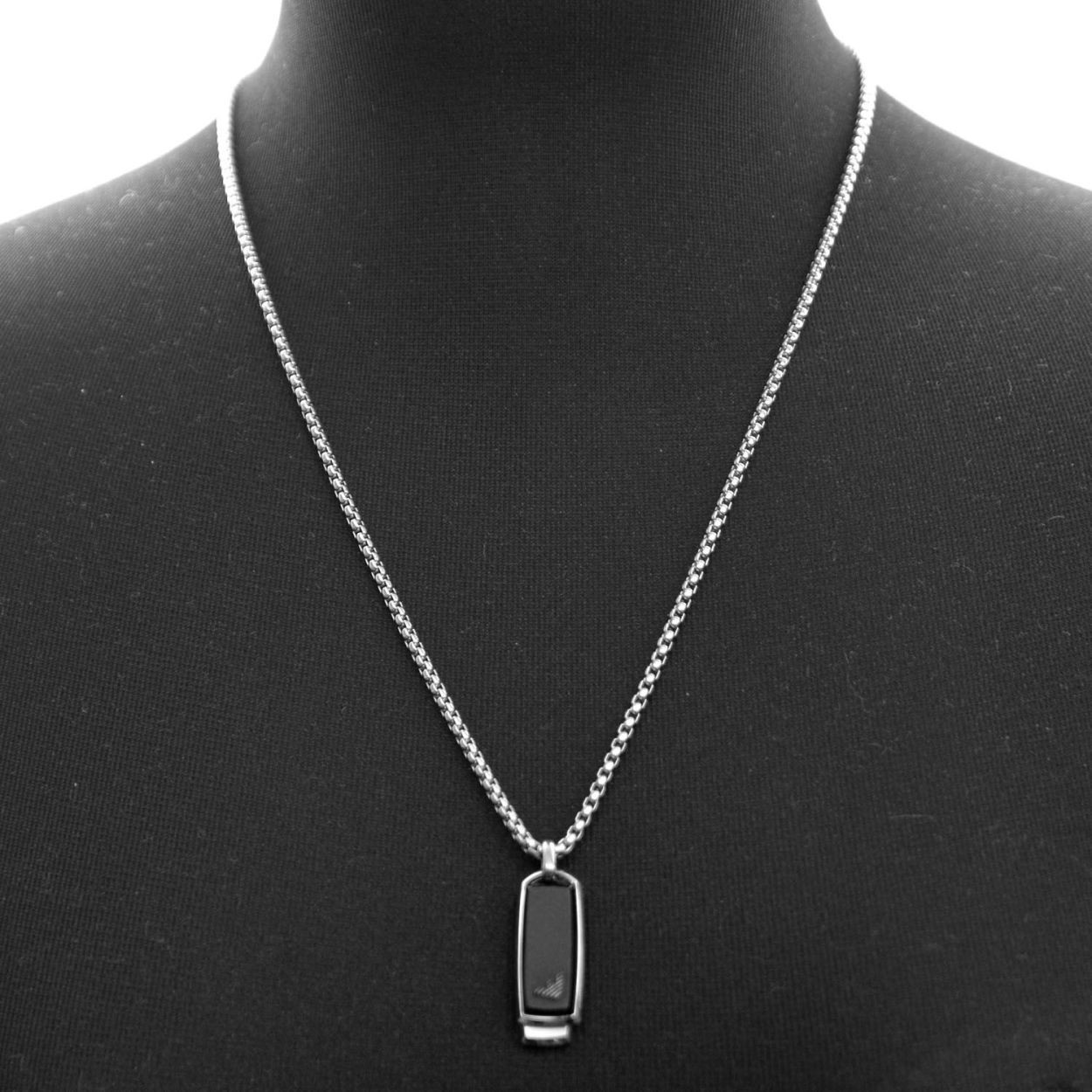 エンポリオアルマーニ EMPORIO ARMANI EGS2290040 イーグルロゴ ドックタグ メンズ ネックレス/ペンダント STEEL/BLK ONYX