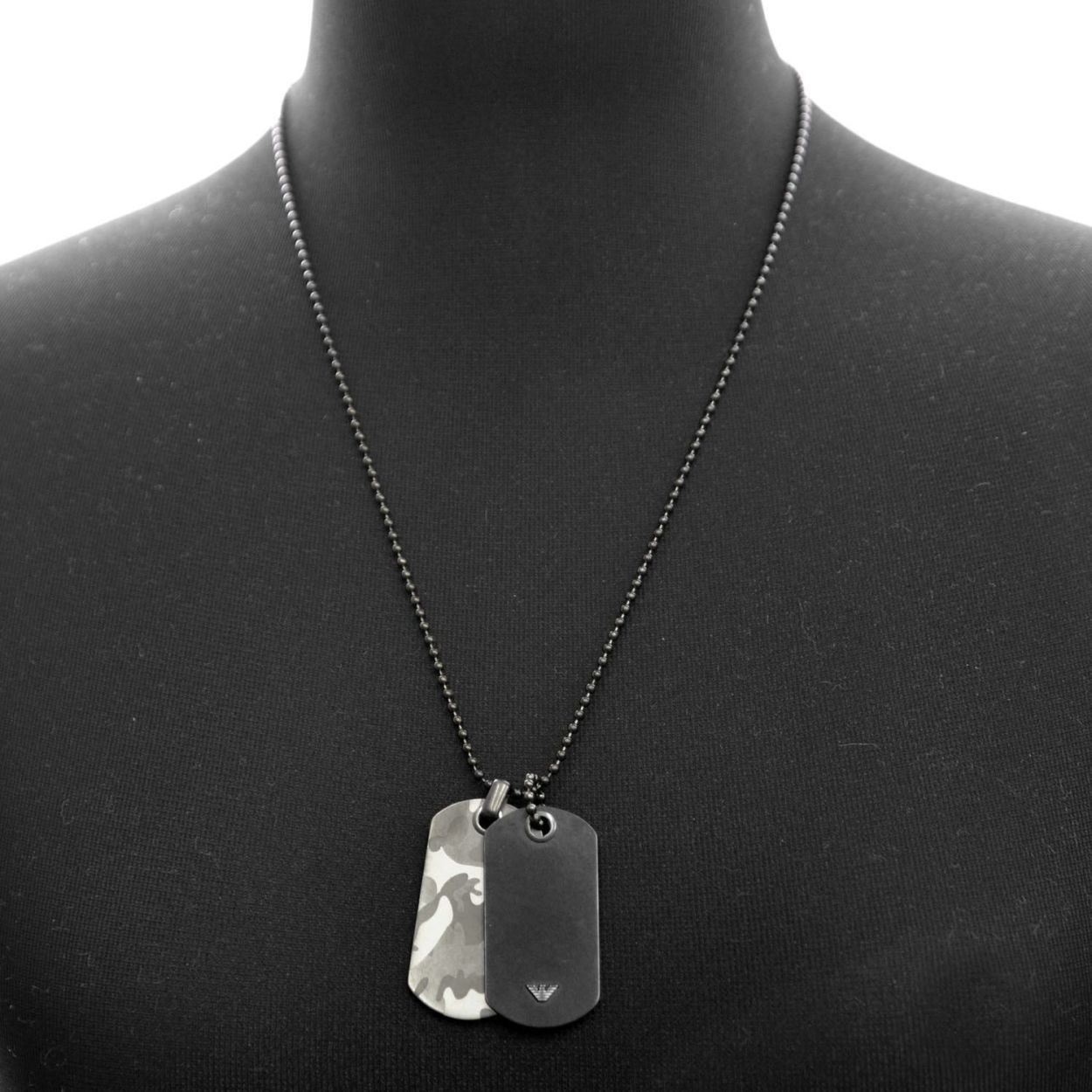 エンポリオアルマーニ EMPORIO ARMANI EGS2292060 イーグルロゴ/カモフラ ドックタグ メンズ ネックレス/ペンダント IP GREY CAM/IP BLK