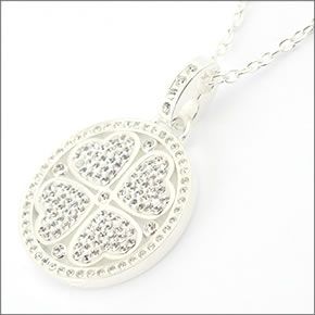 フォリフォリ ≪取り寄せ商品≫ HEART4HEART  ハートフォーハート シルバープレーテッド×クリスタル クローバーハートモチーフネックレス 3N13F016C