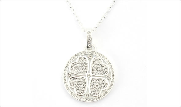 フォリフォリ ≪取り寄せ商品≫ HEART4HEART  ハートフォーハート シルバープレーテッド×クリスタル クローバーハートモチーフネックレス 3N13F016C