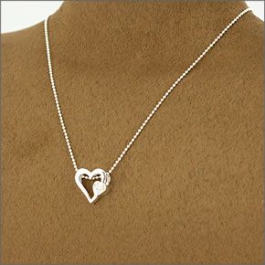 フォリフォリ ≪取り寄せ商品≫ シルバープレーテッド×クリスタル ハートモチーフ ダブルハート ネックレス 3N13F058C