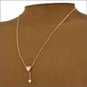 フォリフォリ ≪取り寄せ商品≫ ピンクゴールドプレーテッド×クリスタル ハートモチーフ スウィング ネックレス 3N13T064RC