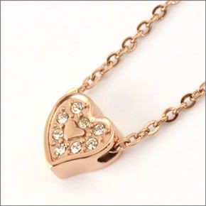 フォリフォリ ≪取り寄せ商品≫ ピンクゴールドプレーテッド×クリスタル ハートモチーフ ネックレス 3N13T065RC