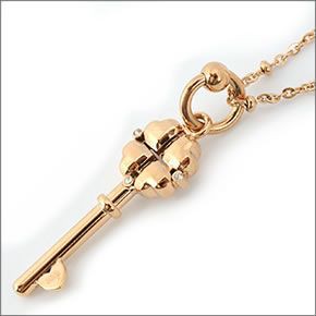 フォリフォリ ≪取り寄せ商品≫ KEYS ハートフォーハート ピンクゴールドプレーテッド×クリスタル クローバーハート・キーモチーフ ロング ネックレス JS1T016RC