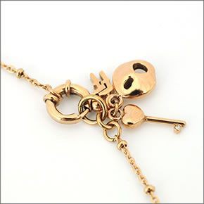 フォリフォリ ≪取り寄せ商品≫ KEYS ハートフォーハート ピンクゴールドプレーテッド×クリスタル クローバーハート・キーモチーフ ロング ネックレス JS1T016RC