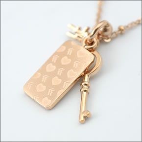 フォリフォリ ≪取り寄せ商品≫ ピンクゴールドプレーテッド×クリスタル キーモチーフ ネックレス ペンダント 3N1T065RC
