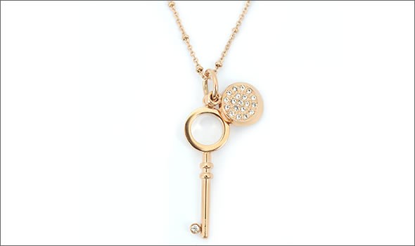 フォリフォリ ≪取り寄せ商品≫ ピンクゴールドプレーテッド×クリスタル キーモチーフ ネックレス ペンダント 3N1T068RC