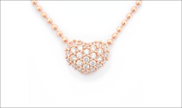 フォリフォリ ≪取り寄せ商品≫ ピンクゴールドプレーテッド×クリスタル パヴェ・ハートモチーフ ネックレス ペンダント 3N8S147RC