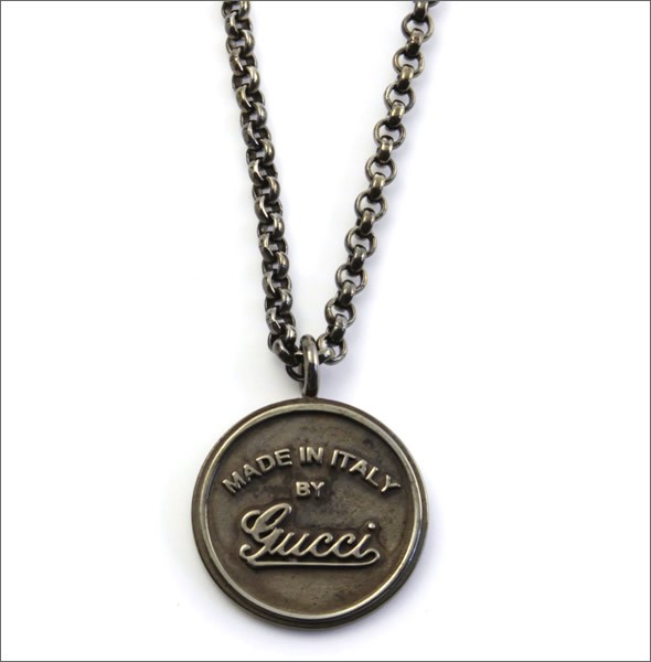 グッチ  ヴィンテージgucci トレードマーク エンボス エイジドパラジウム ネックレス/ペンダント 310539 J8400 8110 YBB310539001