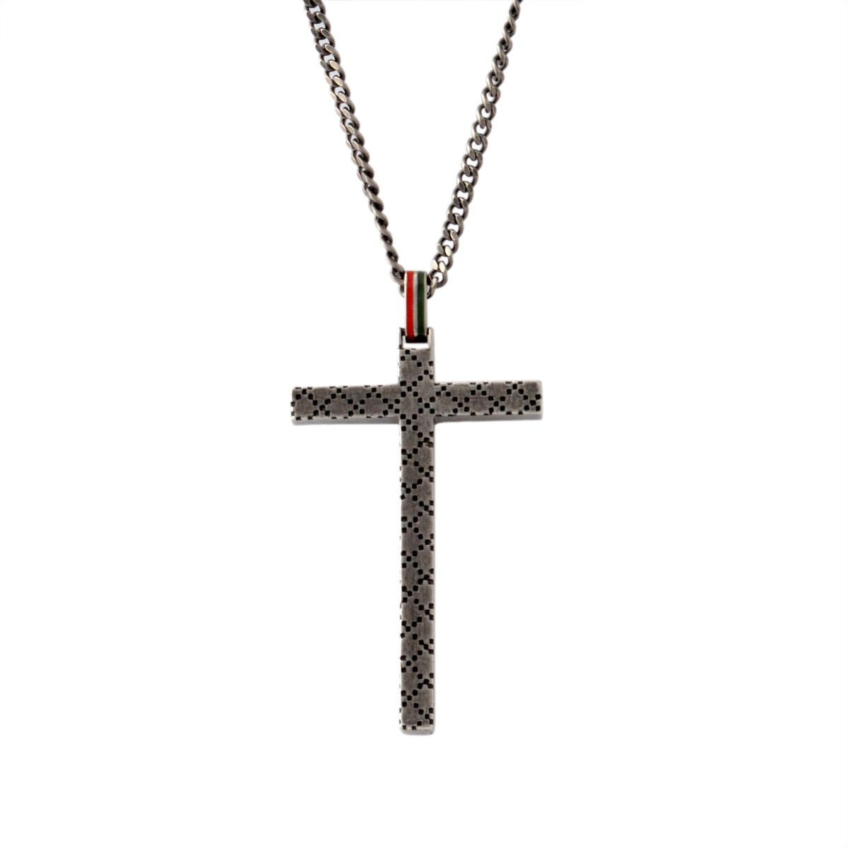 グッチ GUCCI 310484-J89L0-8518 DIAMANTISSIMA CROSS クロス×ディアマンテモチーフ メンズ ペンダント ネックレス