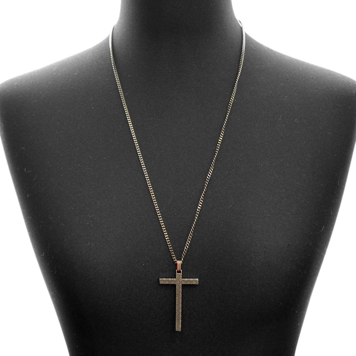 グッチ GUCCI 310484-J89L0-8518 DIAMANTISSIMA CROSS クロス×ディアマンテモチーフ メンズ ペンダント ネックレス