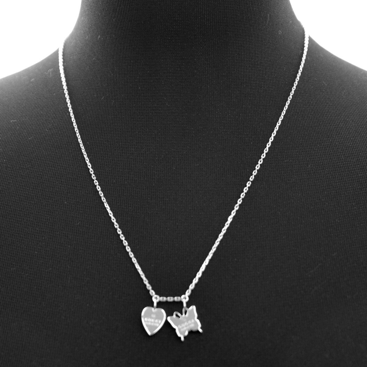 グッチ GUCCI 223983-J8400-8106 gucciトレードマーク刻印 バタフライ&ハートモチーフ ペンダント ネックレス