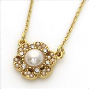 ケイトスペード Park Floral  Mini Pendant フラワーモチーフ パール ネックレス WBRU6686