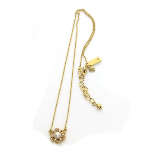ケイトスペード Park Floral  Mini Pendant フラワーモチーフ パール ネックレス WBRU6686