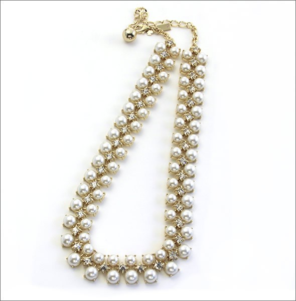ケイトスペード TWINKLING FETE Collar Necklace パール×スワロフスキー・クリスタル カーラー ネックレス WBRU9836-143