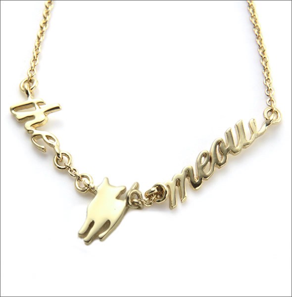 ケイトスペード WBRUA237-711 OUT OF THE BAG cats meow necklace キャット 猫シルエット ミャウ ロゴ ネックレス/ペンダント