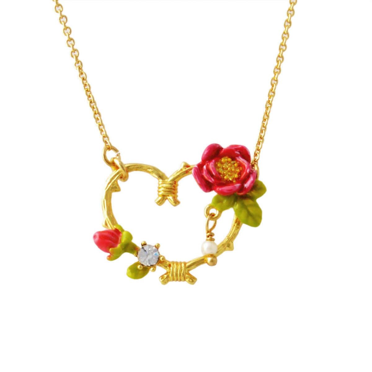 レネレイド Les Nereides AASV302/1 ハートモチーフ フラワー ネックレス ペンダント COEUR EN FLEUR