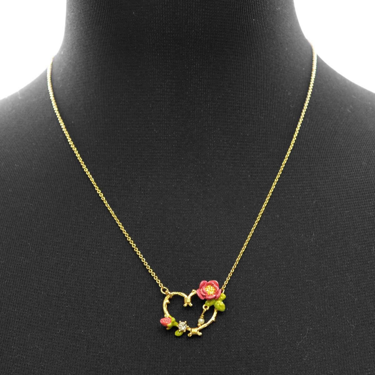 レネレイド Les Nereides AASV302/1 ハートモチーフ フラワー ネックレス ペンダント COEUR EN FLEUR