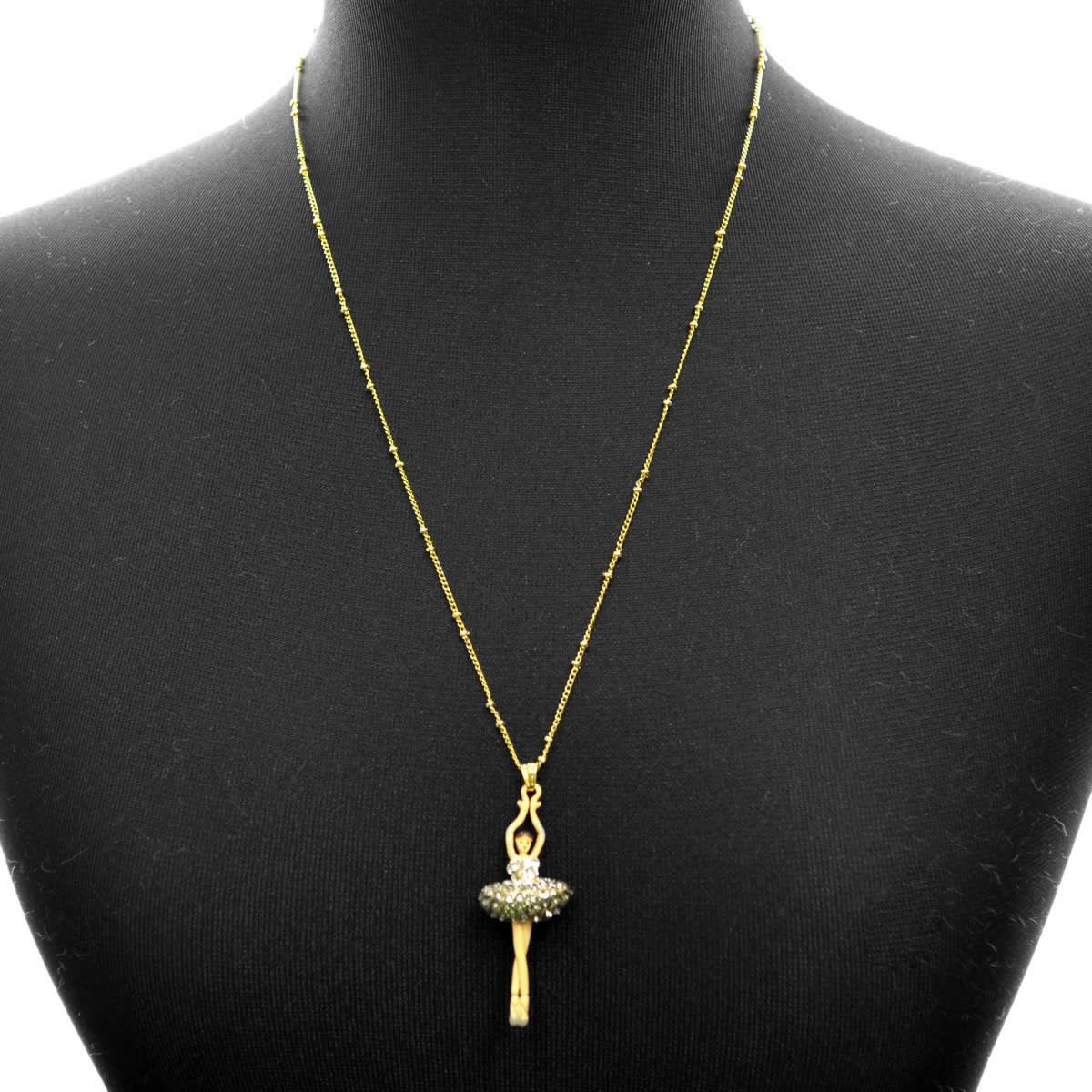 レネレイド Les Nereides AEDDL359/1 バレリーナモチーフ パドゥドゥ パヴェ ロング ネックレス PAS DE DEUX LUXE