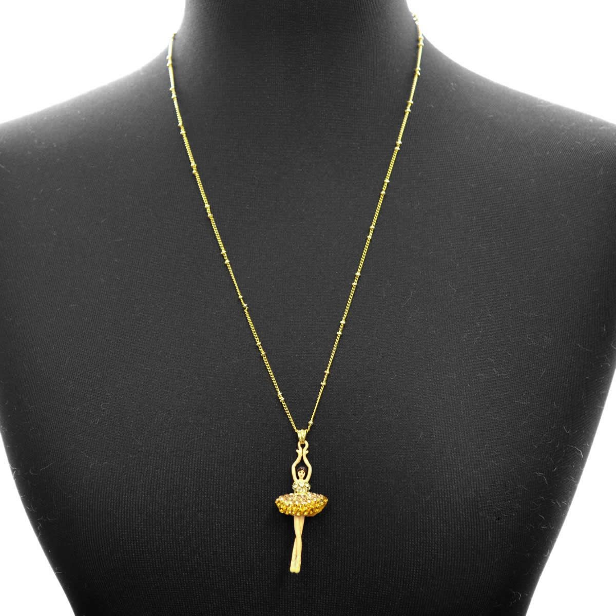 レネレイド Les Nereides AEDDL359/2 バレリーナモチーフ パドゥドゥ パヴェ ロング ネックレス PAS DE DEUX LUXE