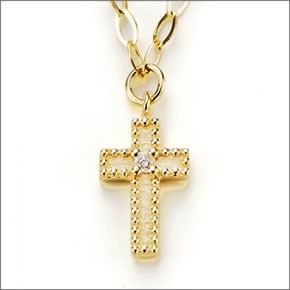 マレア リッチ  K10 クロスモチーフネックレス　ゴールド×ダイヤモンド 10KJ-01