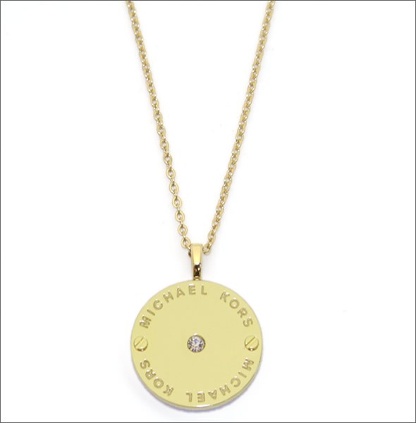 マイケルコース Gold-Tone Logo Disc Pendant Necklace クリスタルストーン ロゴディスク ネックレス/ペンダント  MKJ2654710