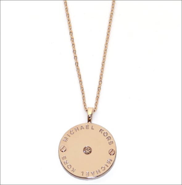 マイケルコース Rose Gold-Tone Logo Disc Pendant Necklace クリスタルストーン ロゴディスク ネックレス/ペンダント  MKJ2656791
