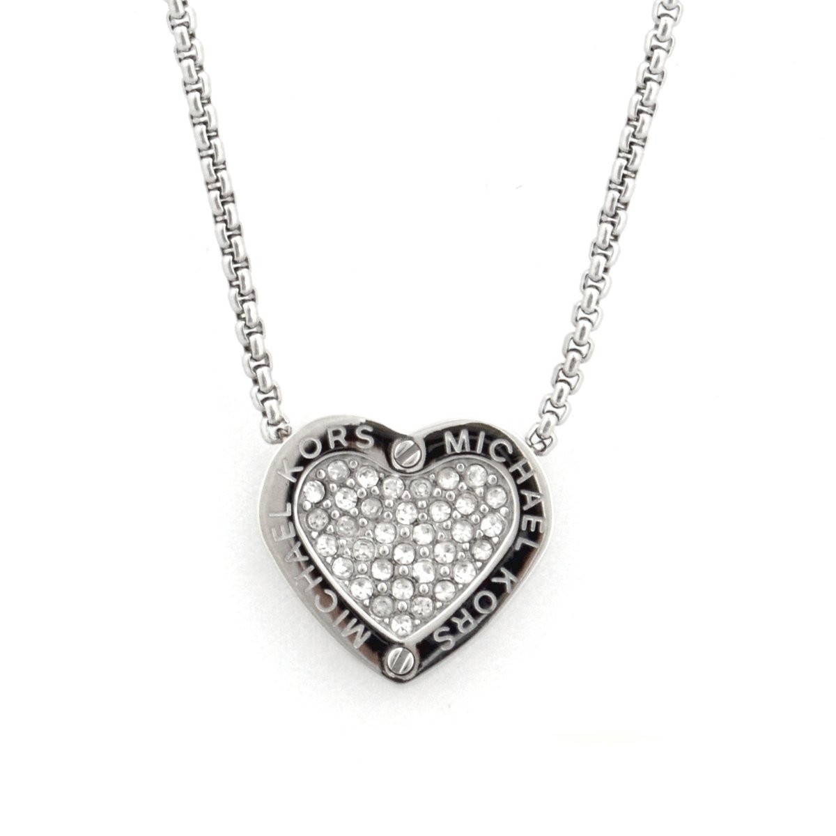 マイケルコース MICHAEL KORS MKJ4143040 Pave Silver-Tone Heart Charm Pendant Necklace パヴェ ハートチャーム ペンダント/ネックレス